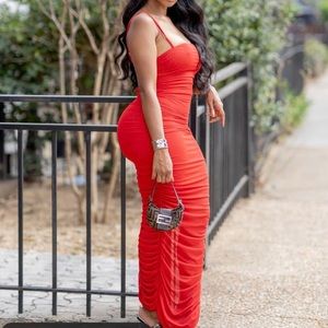 Red - spaghetti strap dress